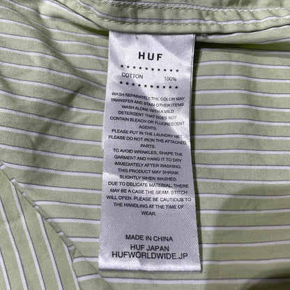 【中古品】【メンズ】 HUF ハフ MEGABLAST STRIPE S/S SHIRT メガブラスト ストライプ ショートスリーブ シャツ 半袖 トップス 142-260930-yo-18-teih サイズ：L カラー：グリーン 万代Net店