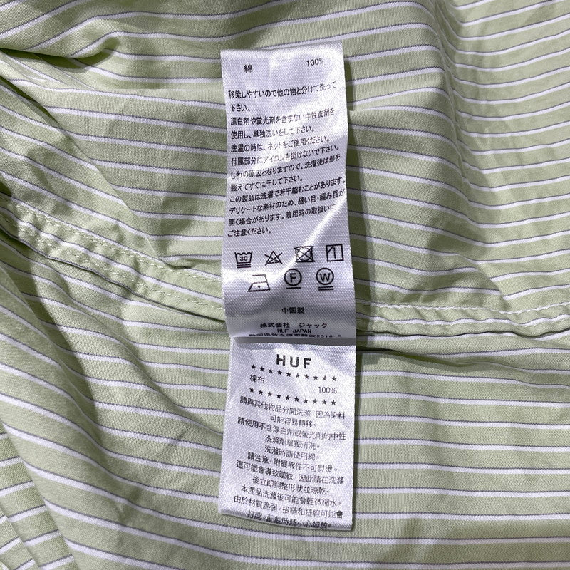【中古品】【メンズ】 HUF ハフ MEGABLAST STRIPE S/S SHIRT メガブラスト ストライプ ショートスリーブ シャツ 半袖 トップス 142-260930-yo-18-teih サイズ：L カラー：グリーン 万代Net店