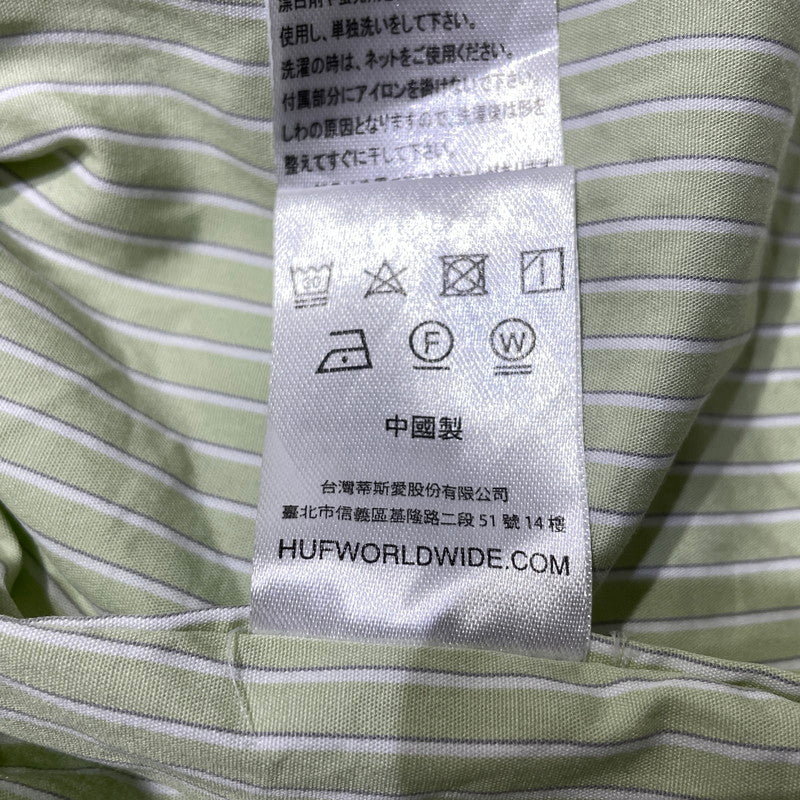 【中古品】【メンズ】 HUF ハフ MEGABLAST STRIPE S/S SHIRT メガブラスト ストライプ ショートスリーブ シャツ 半袖 トップス 142-260930-yo-18-teih サイズ：L カラー：グリーン 万代Net店