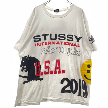【現状渡し品】【メンズ】 STUSSY ステューシー × CACTUS PLANT FLEA MARKET INTERNATIONAL カタクス プラント フリーマーケット インターナショナル 別注コラボ T-SHIRT Tシャツ 半袖 トップス 142-260929-sa-23-teih サイズ：L カラー：ホワイト 万代Net店