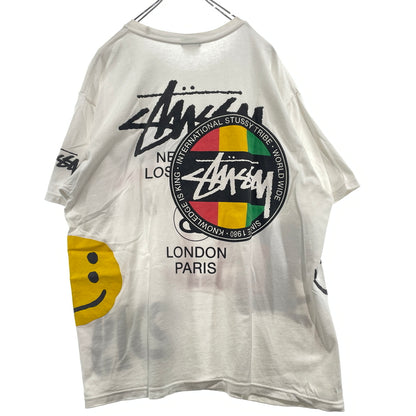 【現状渡し品】【メンズ】 STUSSY ステューシー × CACTUS PLANT FLEA MARKET INTERNATIONAL カタクス プラント フリーマーケット インターナショナル 別注コラボ T-SHIRT Tシャツ 半袖 トップス 142-260929-sa-23-teih サイズ：L カラー：ホワイト 万代Net店