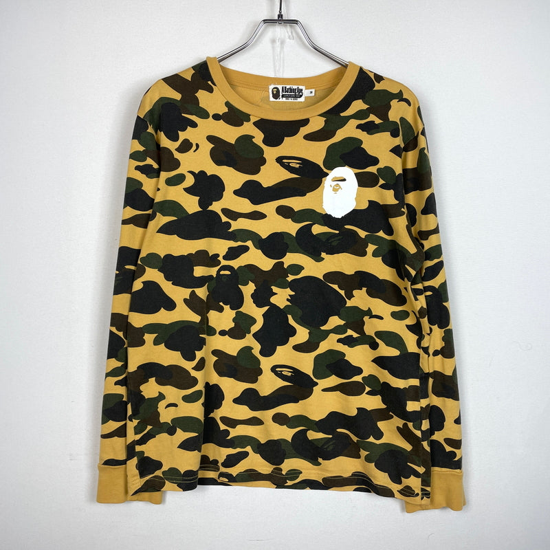 【中古品】【メンズ】 A BATHING APE アベイシングエイプ LOGO L/S TEE 001LTK701001M ロゴ ロングスリーブTシャツ 長袖トップス 142-261003-ss-02-teih サイズ：M カラー：カモ柄 万代Net店