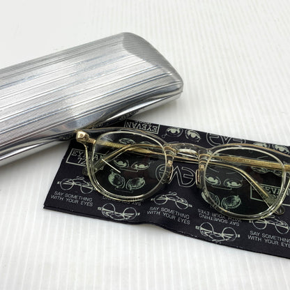 【中古品】【メンズ】 EYEVAN7285 アイヴァン7285 18TH｜339 - 415 アイウェア サングラス アセテート 眼鏡 203-260929-ko-06-teih サイズ：46□23-140 カラー：クリア/ゴールド 万代Net店