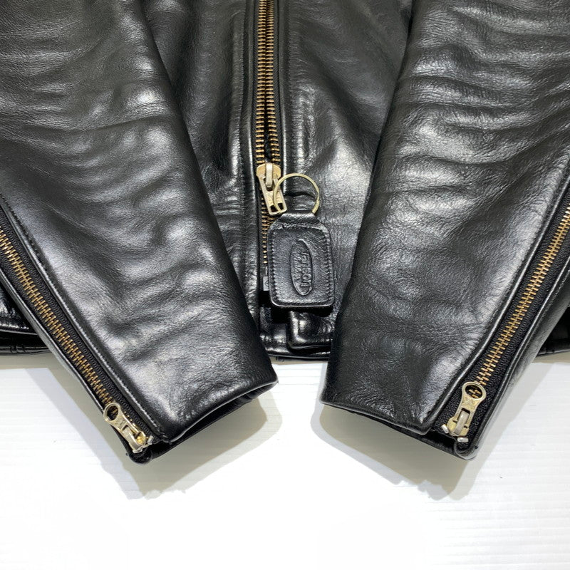 【中古品】【メンズ】 VANSON バンソン SINGLE RIDER JACKET MODEL B シングル ライダースジャケット ライトアウター レザージャケット 145-261001-ko-19-teih サイズ：36 カラー：ブラック 万代Net店