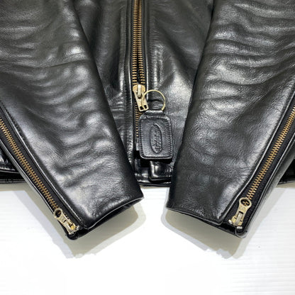 【中古品】【メンズ】 VANSON バンソン SINGLE RIDER JACKET MODEL B シングル ライダースジャケット ライトアウター レザージャケット 145-261001-ko-19-teih サイズ：36 カラー：ブラック 万代Net店