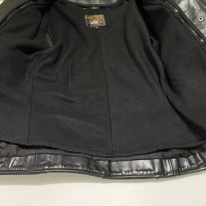 【中古品】【メンズ】 VANSON バンソン SINGLE RIDER JACKET MODEL B シングル ライダースジャケット ライトアウター レザージャケット 145-261001-ko-19-teih サイズ：36 カラー：ブラック 万代Net店