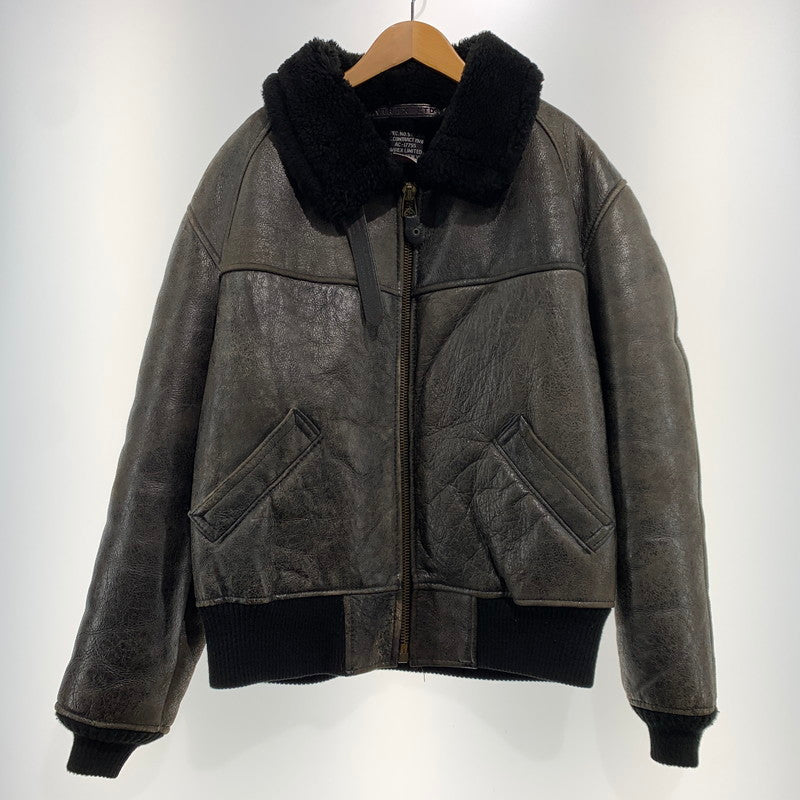 【現状渡し品】【メンズ】 AVIREX アヴィレックス MOUTON FLIGHT JACKET AC-17755 ムートン フライト ジャケット アウター 145-261001-ko-05-teih サイズ：40 カラー：ブラウン 万代Net店