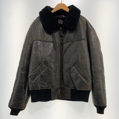 【現状渡し品】【メンズ】 AVIREX アヴィレックス MOUTON FLIGHT JACKET AC-17755 ムートン フライト ジャケット アウター 145-261001-ko-05-teih サイズ：40 カラー：ブラウン 万代Net店