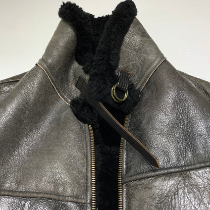 【現状渡し品】【メンズ】 AVIREX アヴィレックス MOUTON FLIGHT JACKET AC-17755 ムートン フライト ジャケット アウター 145-261001-ko-05-teih サイズ：40 カラー：ブラウン 万代Net店