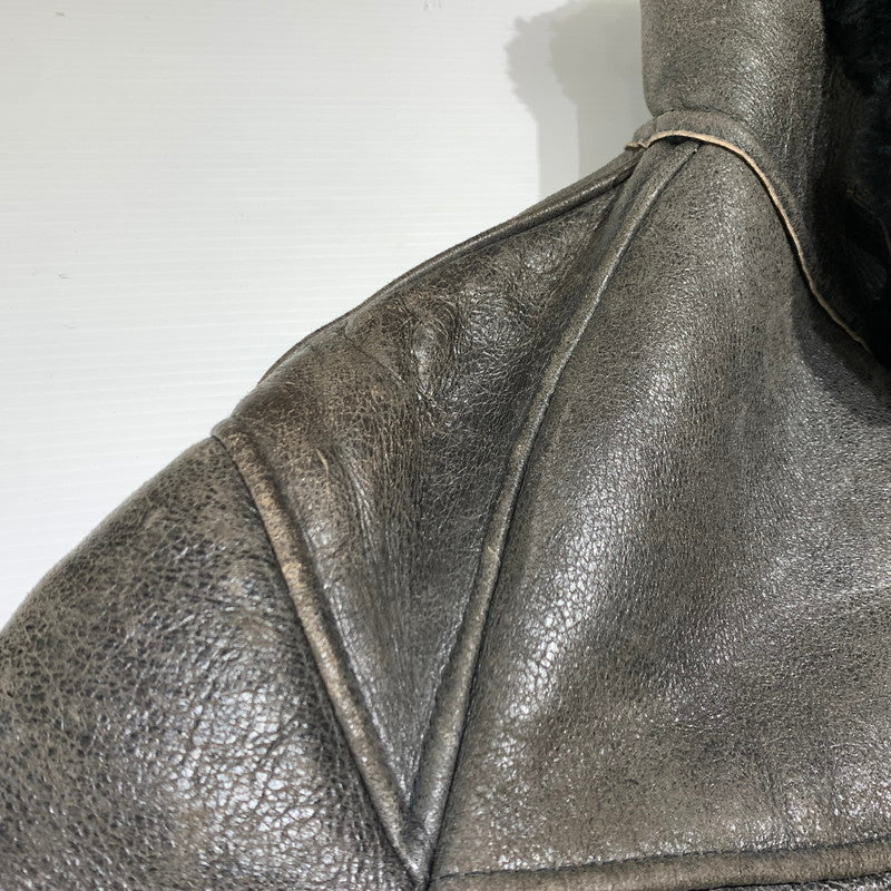 【現状渡し品】【メンズ】 AVIREX アヴィレックス MOUTON FLIGHT JACKET AC-17755 ムートン フライト ジャケット アウター 145-261001-ko-05-teih サイズ：40 カラー：ブラウン 万代Net店