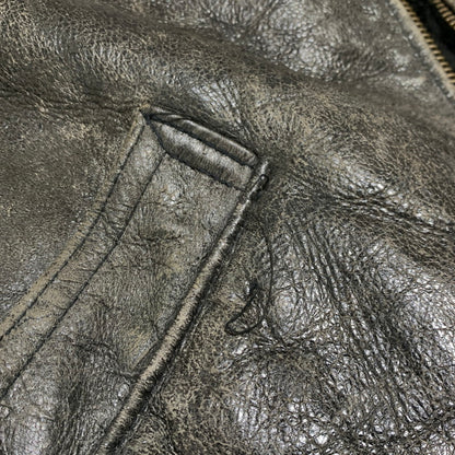 【現状渡し品】【メンズ】 AVIREX アヴィレックス MOUTON FLIGHT JACKET AC-17755 ムートン フライト ジャケット アウター 145-261001-ko-05-teih サイズ：40 カラー：ブラウン 万代Net店