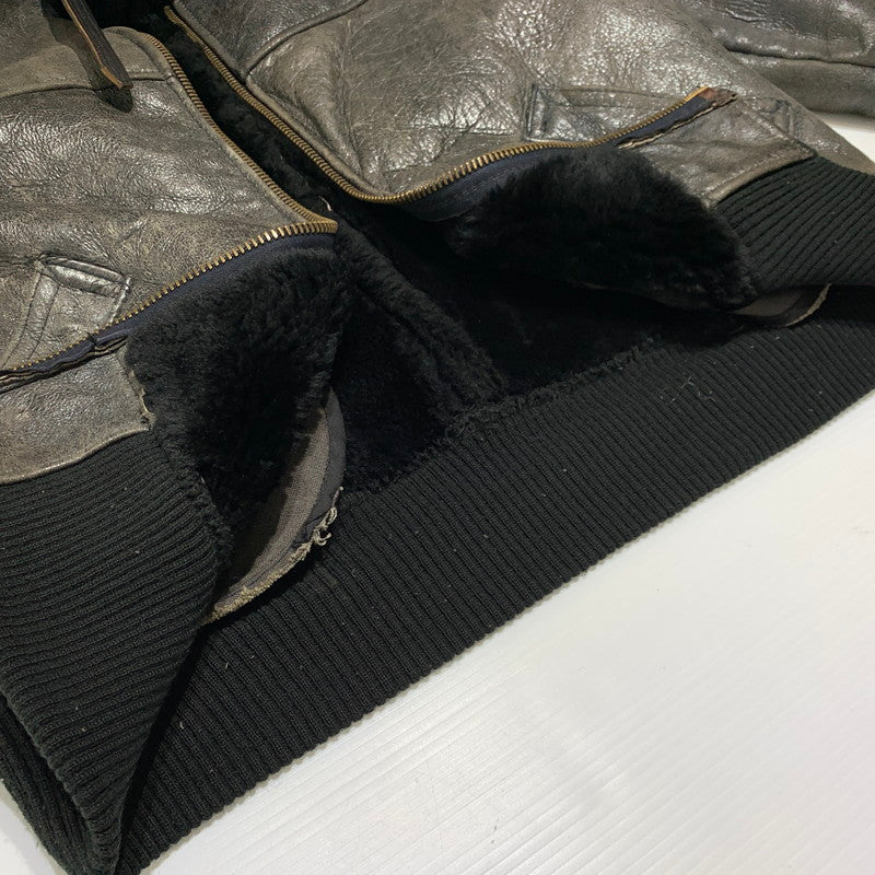【現状渡し品】【メンズ】 AVIREX アヴィレックス MOUTON FLIGHT JACKET AC-17755 ムートン フライト ジャケット アウター 145-261001-ko-05-teih サイズ：40 カラー：ブラウン 万代Net店