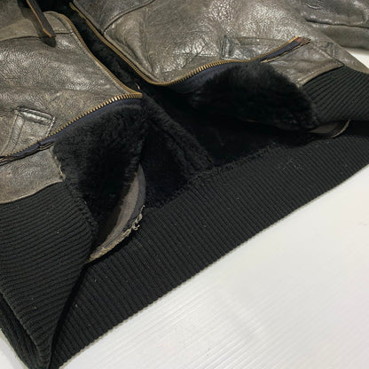 【現状渡し品】【メンズ】 AVIREX アヴィレックス MOUTON FLIGHT JACKET AC-17755 ムートン フライト ジャケット アウター 145-261001-ko-05-teih サイズ：40 カラー：ブラウン 万代Net店