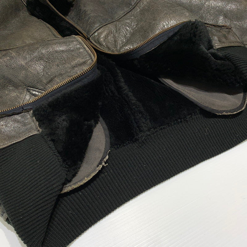【現状渡し品】【メンズ】 AVIREX アヴィレックス MOUTON FLIGHT JACKET AC-17755 ムートン フライト ジャケット アウター 145-261001-ko-05-teih サイズ：40 カラー：ブラウン 万代Net店