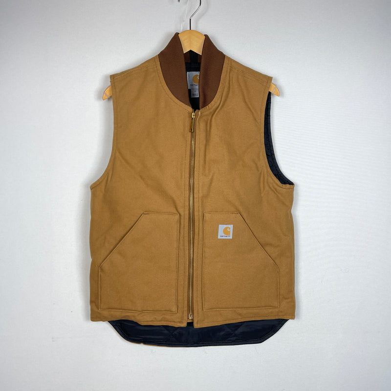 【中古品】【メンズ】 Carhartt カーハート DUCK VEST ARCTIC QUILT LINED V01BRN ダックベスト アークティック キルトライニング アウター 145-261003-ss-01-teih サイズ：S カラー：ブラウン 万代Net店