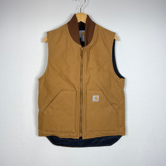 【中古品】【メンズ】 Carhartt カーハート DUCK VEST ARCTIC QUILT LINED V01BRN ダックベスト アークティック キルトライニング アウター 145-261003-ss-01-teih サイズ：S カラー：ブラウン 万代Net店