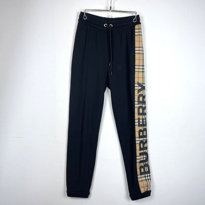 【中古品】【メンズ】 BURBERRY バーバリー VINTAGE CHECK PANEL LOGO SWEAT PANTS 8024541 71L ヴィンテージ チェックパネル ロゴ スウェット パンツ ボトムス 152-260929-yo-14-teih サイズ：XS カラー：ブラック 万代Net店