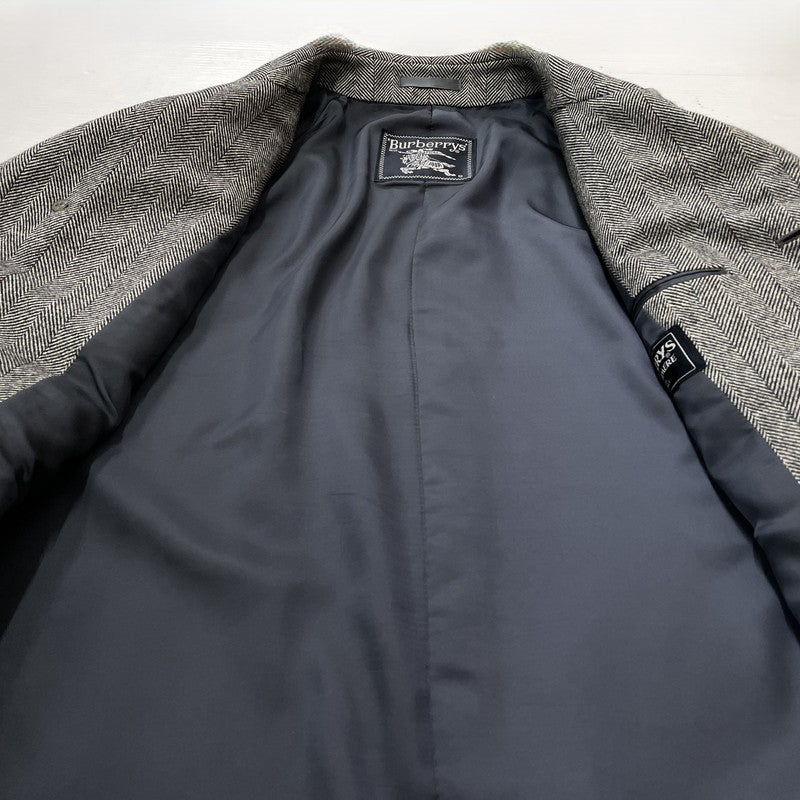 【現状渡し品】【メンズ】 BURBERRYS バーバリーズ HERRINGBONE WOOL CASHMERE COAT WW050-812-06 ヘリンボーン ウール カシミヤ コート アウター 141-260929-yo-03-teih サイズ：92-170 カラー：グレー 万代Net店