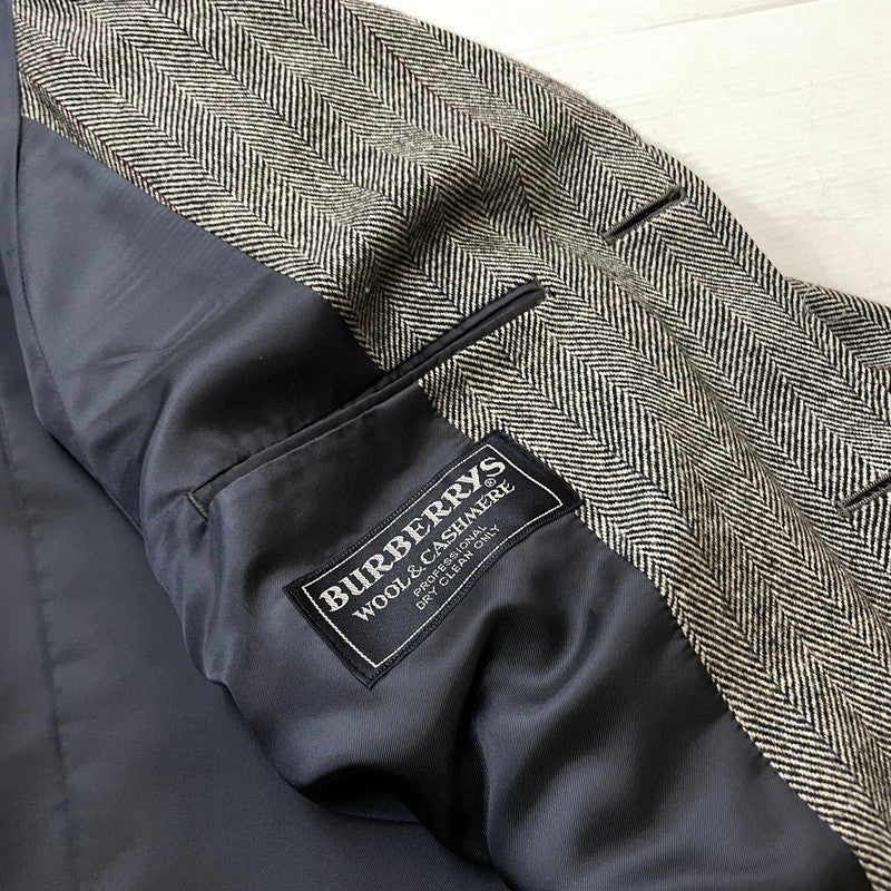 【現状渡し品】【メンズ】 BURBERRYS バーバリーズ HERRINGBONE WOOL CASHMERE COAT WW050-812-06 ヘリンボーン ウール カシミヤ コート アウター 141-260929-yo-03-teih サイズ：92-170 カラー：グレー 万代Net店