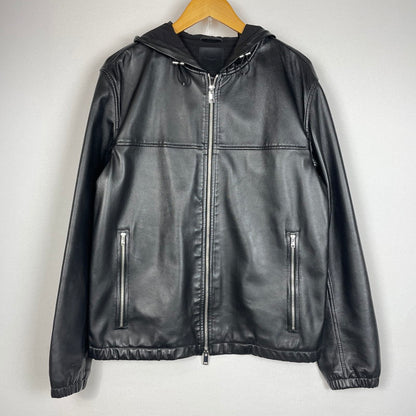 【中古品】【メンズ】 THEORY セオリー RUSSELL L / NAPPA CONVERS JB ラムレザー フーデッドジャケット ライトアウター 147-260929-yo-04-teih サイズ：S カラー：ブラック 万代Net店