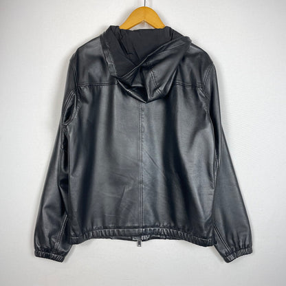 【中古品】【メンズ】 THEORY セオリー RUSSELL L / NAPPA CONVERS JB ラムレザー フーデッドジャケット ライトアウター 147-260929-yo-04-teih サイズ：S カラー：ブラック 万代Net店