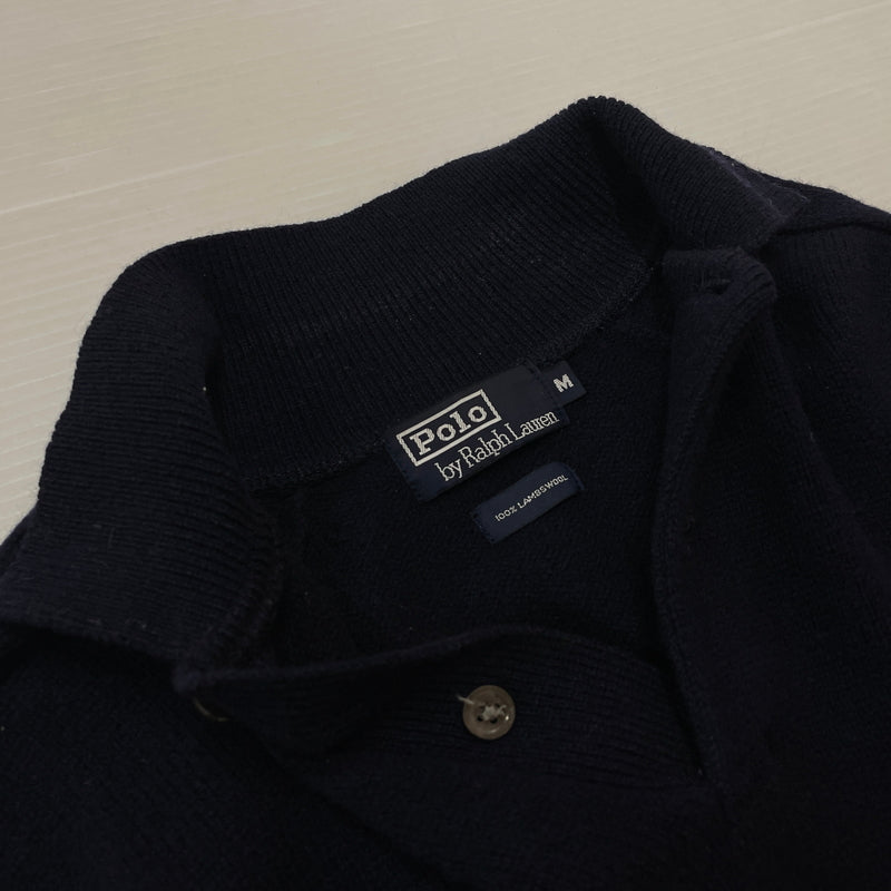 【中古品】【メンズ】 POLO RALPH LAUREN ポロ ラルフローレン 90's LAMBSWOOL L/S POLO 90年代ラムウール ロングスリーブ ポロシャツ 長袖トップス 145-261003-ss-04-teih サイズ：M カラー：ネイビー 万代Net店
