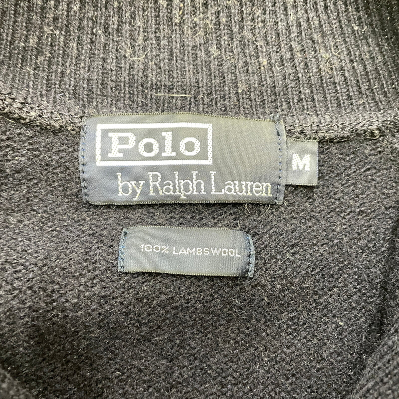 【中古品】【メンズ】 POLO RALPH LAUREN ポロ ラルフローレン 90's LAMBSWOOL L/S POLO 90年代ラムウール ロングスリーブ ポロシャツ 長袖トップス 145-261003-ss-04-teih サイズ：M カラー：ネイビー 万代Net店