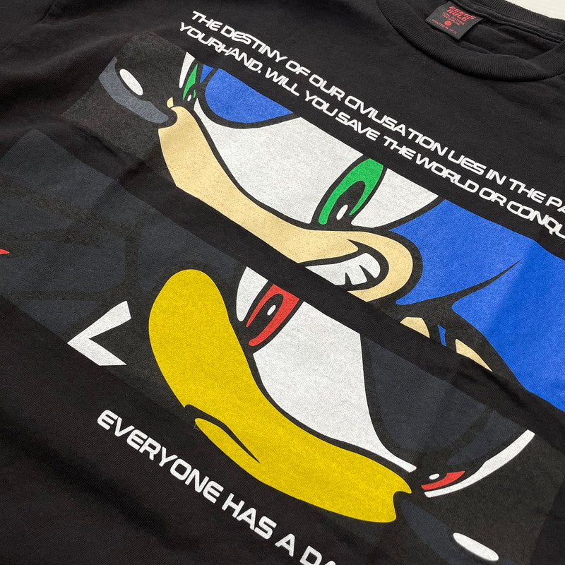 【中古品】【メンズ】 GEEKS RULE ギークスルール × SEGA セガ 別注コラボ SONIC VS SHADOW SILKSCREEN PRINTING T SHIRT ソニック ダークシャドウ シルクスクリーン プリント Tシャツ 半袖 トップス 140-260929-yo-11-teih サイズ：XL カラー：ブラック 万代Net店