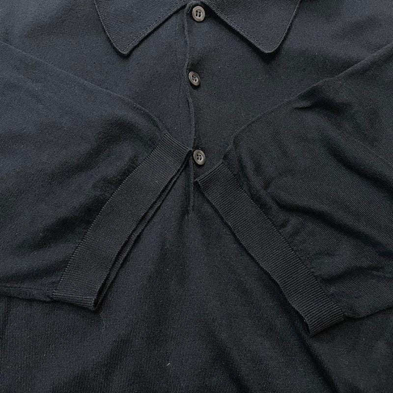 【中古品】【メンズ】 JOHN SMEDLEY ジョンスメドレー ISIS 30 GAUGE SEAISLAND COTTON POLO KNIT アイシス 30ゲージ シーアイランド コットン ポロニット 半袖 トップス 141-260929-yo-09-teih サイズ：L カラー：ブラック 万代Net店
