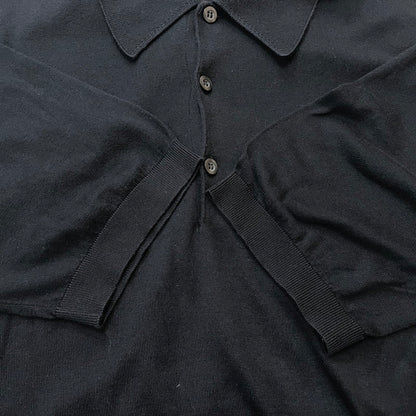 【中古品】【メンズ】 JOHN SMEDLEY ジョンスメドレー ISIS 30 GAUGE SEAISLAND COTTON POLO KNIT アイシス 30ゲージ シーアイランド コットン ポロニット 半袖 トップス 141-260929-yo-09-teih サイズ：L カラー：ブラック 万代Net店
