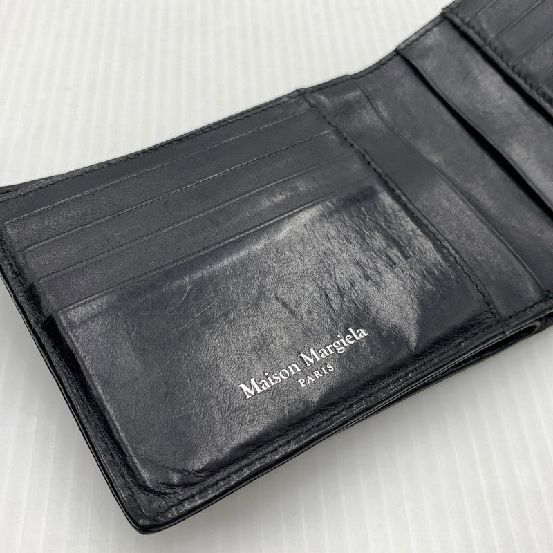 【中古品】【メンズ/レディース】 MAISON MARGIELA メゾン マルジェラ LEATHER FLAP WALLET レザーフラップ ウォレット 二つ折り財布 181-260929-ko-12-teih カラー：ブラック 万代Net店