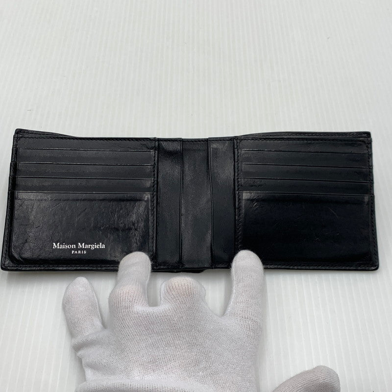 【中古品】【メンズ/レディース】 MAISON MARGIELA メゾン マルジェラ LEATHER FLAP WALLET レザーフラップ ウォレット 二つ折り財布 181-260929-ko-12-teih カラー：ブラック 万代Net店