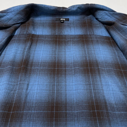【中古品】【メンズ】 STUSSY ステューシー BOXY SHADOW PLAID SHIRT ボクシー ダークシャドウ プレイド シャツ 半袖 トップス 142-260930-yo-17-teih サイズ：L カラー：ブルー 万代Net店