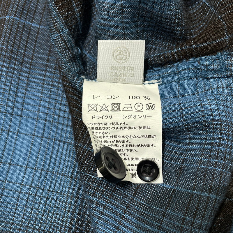 【中古品】【メンズ】 STUSSY ステューシー BOXY SHADOW PLAID SHIRT ボクシー ダークシャドウ プレイド シャツ 半袖 トップス 142-260930-yo-17-teih サイズ：L カラー：ブルー 万代Net店