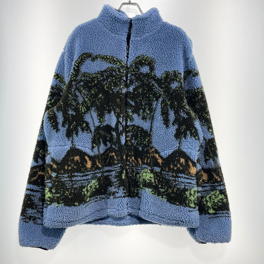 【中古品】【メンズ】 STUSSY ステューシー 19AW HAWAIIAN JACQUARD MOCK JACKET 118328 ハワイアン ジャガード モック ジャケット アウター ボアジャケット 142-260930-yo-10-teih サイズ：XL カラー：ブルー 万代Net店