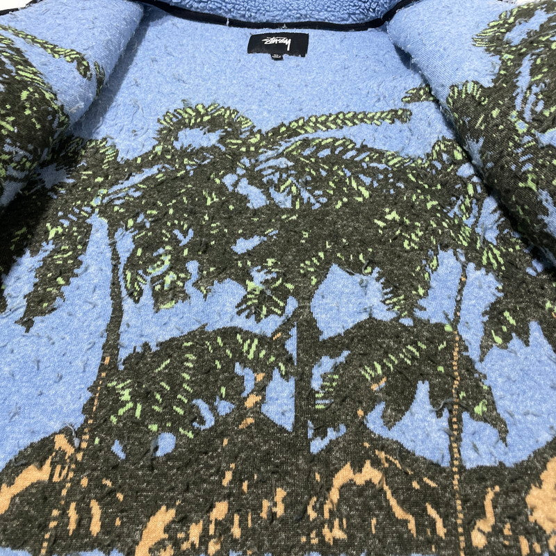 【中古品】【メンズ】 STUSSY ステューシー 19AW HAWAIIAN JACQUARD MOCK JACKET 118328 ハワイアン ジャガード モック ジャケット アウター ボアジャケット 142-260930-yo-10-teih サイズ：XL カラー：ブルー 万代Net店