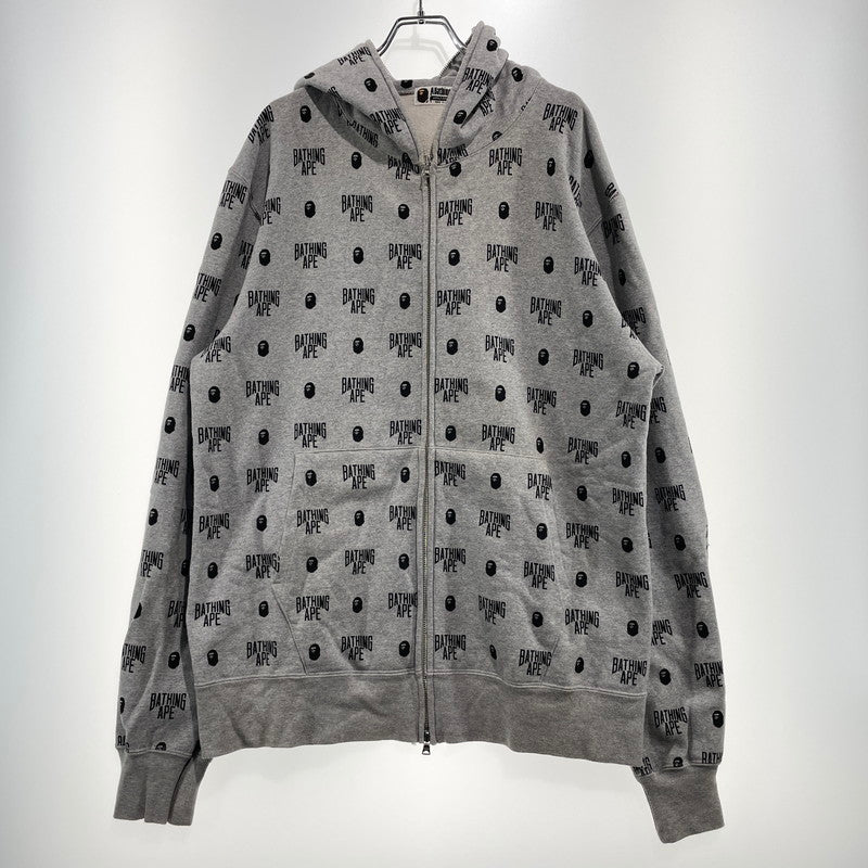 【中古品】【メンズ】 A BATHING APE アベイシングエイプ MONOGRAM FULL ZIP PARKA 001ZPG201025X モノグラム フルジップ パーカー 長袖 トップス 142-260930-yo-16-teih サイズ：2XL カラー：グレー 万代Net店