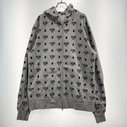 【中古品】【メンズ】 A BATHING APE アベイシングエイプ MONOGRAM FULL ZIP PARKA 001ZPG201025X モノグラム フルジップ パーカー 長袖 トップス 142-260930-yo-16-teih サイズ：2XL カラー：グレー 万代Net店