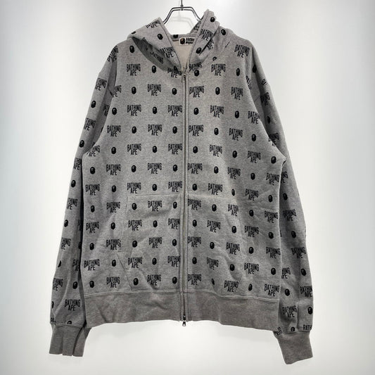 【中古品】【メンズ】 A BATHING APE アベイシングエイプ MONOGRAM FULL ZIP PARKA 001ZPG201025X モノグラム フルジップ パーカー 長袖 トップス 142-260930-yo-16-teih サイズ：2XL カラー：グレー 万代Net店