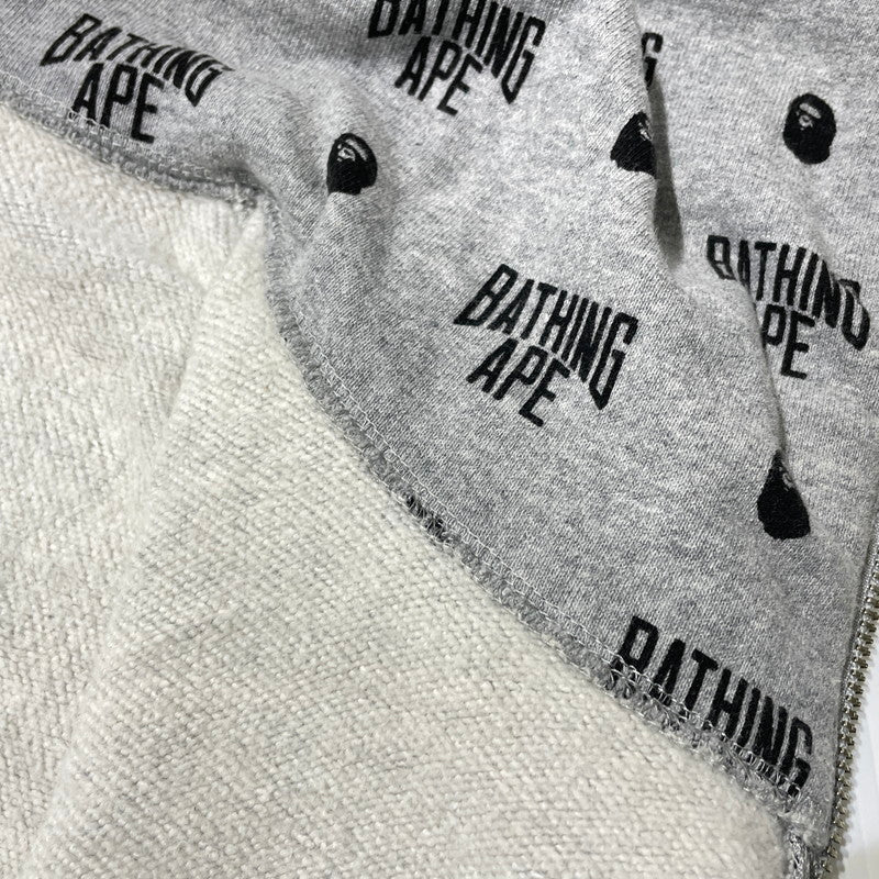 【中古品】【メンズ】 A BATHING APE アベイシングエイプ MONOGRAM FULL ZIP PARKA 001ZPG201025X モノグラム フルジップ パーカー 長袖 トップス 142-260930-yo-16-teih サイズ：2XL カラー：グレー 万代Net店
