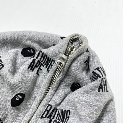 【中古品】【メンズ】 A BATHING APE アベイシングエイプ MONOGRAM FULL ZIP PARKA 001ZPG201025X モノグラム フルジップ パーカー 長袖 トップス 142-260930-yo-16-teih サイズ：2XL カラー：グレー 万代Net店