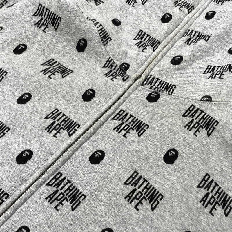 【中古品】【メンズ】 A BATHING APE アベイシングエイプ MONOGRAM FULL ZIP PARKA 001ZPG201025X モノグラム フルジップ パーカー 長袖 トップス 142-260930-yo-16-teih サイズ：2XL カラー：グレー 万代Net店