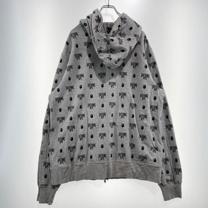 【中古品】【メンズ】 A BATHING APE アベイシングエイプ MONOGRAM FULL ZIP PARKA 001ZPG201025X モノグラム フルジップ パーカー 長袖 トップス 142-260930-yo-16-teih サイズ：2XL カラー：グレー 万代Net店