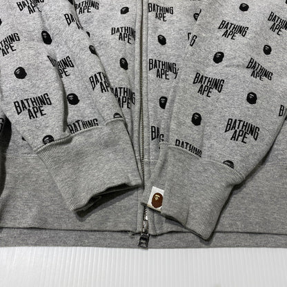 【中古品】【メンズ】 A BATHING APE アベイシングエイプ MONOGRAM FULL ZIP PARKA 001ZPG201025X モノグラム フルジップ パーカー 長袖 トップス 142-260930-yo-16-teih サイズ：2XL カラー：グレー 万代Net店