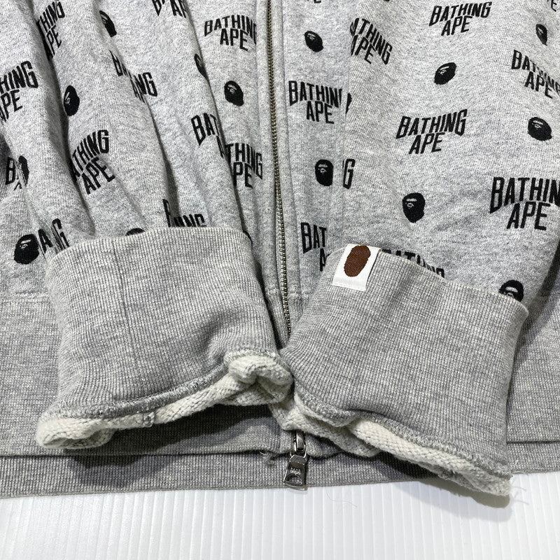 【中古品】【メンズ】 A BATHING APE アベイシングエイプ MONOGRAM FULL ZIP PARKA 001ZPG201025X モノグラム フルジップ パーカー 長袖 トップス 142-260930-yo-16-teih サイズ：2XL カラー：グレー 万代Net店