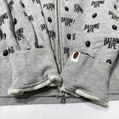 【中古品】【メンズ】 A BATHING APE アベイシングエイプ MONOGRAM FULL ZIP PARKA 001ZPG201025X モノグラム フルジップ パーカー 長袖 トップス 142-260930-yo-16-teih サイズ：2XL カラー：グレー 万代Net店