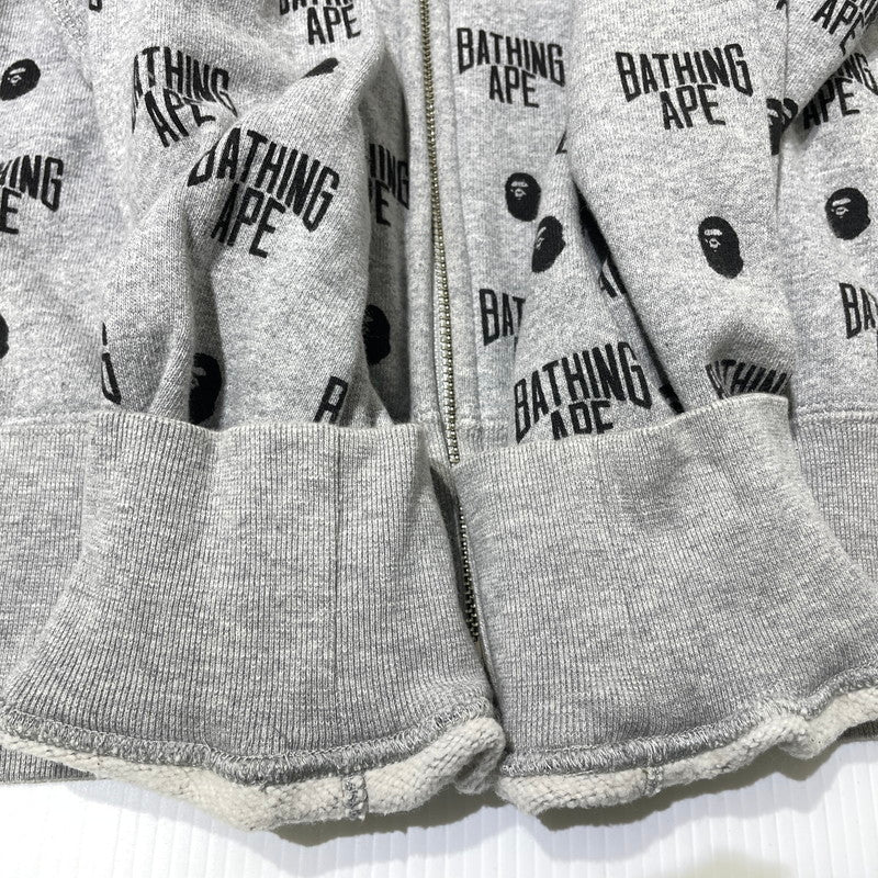 【中古品】【メンズ】 A BATHING APE アベイシングエイプ MONOGRAM FULL ZIP PARKA 001ZPG201025X モノグラム フルジップ パーカー 長袖 トップス 142-260930-yo-16-teih サイズ：2XL カラー：グレー 万代Net店