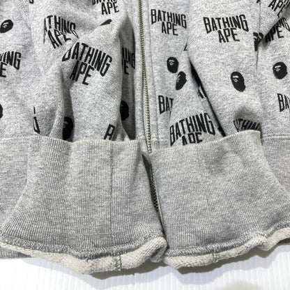 【中古品】【メンズ】 A BATHING APE アベイシングエイプ MONOGRAM FULL ZIP PARKA 001ZPG201025X モノグラム フルジップ パーカー 長袖 トップス 142-260930-yo-16-teih サイズ：2XL カラー：グレー 万代Net店