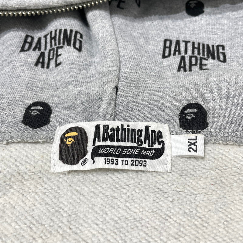 【中古品】【メンズ】 A BATHING APE アベイシングエイプ MONOGRAM FULL ZIP PARKA 001ZPG201025X モノグラム フルジップ パーカー 長袖 トップス 142-260930-yo-16-teih サイズ：2XL カラー：グレー 万代Net店