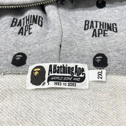 【中古品】【メンズ】 A BATHING APE アベイシングエイプ MONOGRAM FULL ZIP PARKA 001ZPG201025X モノグラム フルジップ パーカー 長袖 トップス 142-260930-yo-16-teih サイズ：2XL カラー：グレー 万代Net店